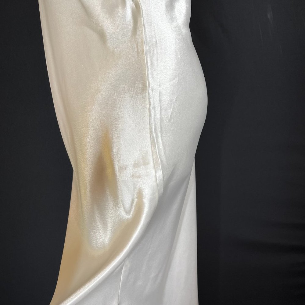 1990s Size S Cream Satin Nightgown Bias-Cut Elegant Glamorous - Picture 6 of 9
